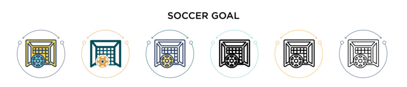 Soccer goal icon in filled, thin line, outline and stroke style. Vector illustration of two colored and black soccer goal vector icons designs can be used for mobile, ui, web