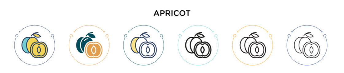 Apricot icon in filled, thin line, outline and stroke style. Vector illustration of two colored and black apricot vector icons designs can be used for mobile, ui, web © Digital Bazaar