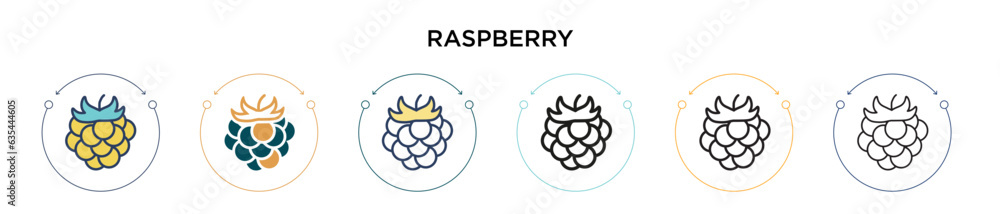 Aufkleber raspberry icon in filled, thin line, outline and stroke style. vector illustration of two colored an