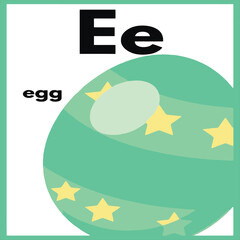 Illustration of a letter e is for eggs