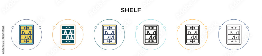 Poster shelf icon in filled, thin line, outline and stroke style. vector illustration of two colored and bl