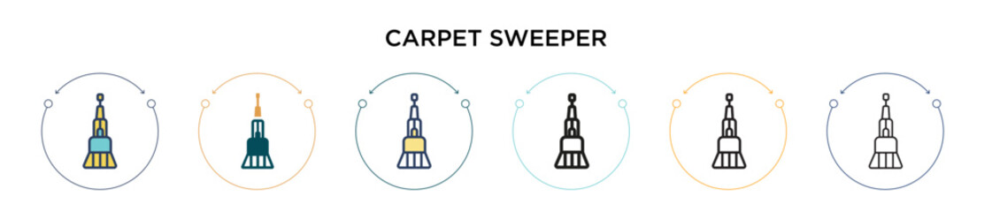 Fototapeta premium Carpet sweeper icon in filled, thin line, outline and stroke style. Vector illustration of two colored and black carpet sweeper vector icons designs can be used for mobile, ui, web