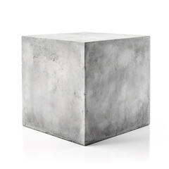 Concrete cube isolated on white background