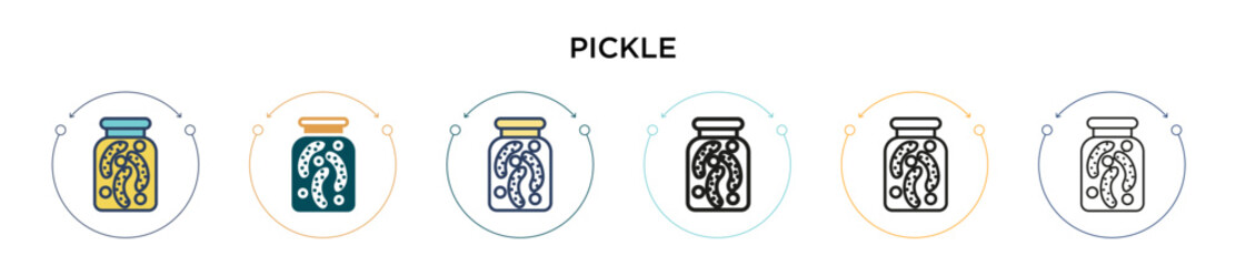 Pickle icon in filled, thin line, outline and stroke style. Vector illustration of two colored and black pickle vector icons designs can be used for mobile, ui, web
