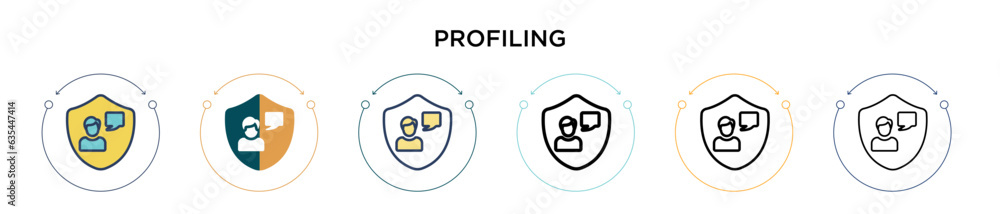 Poster profiling icon in filled, thin line, outline and stroke style. vector illustration of two colored an
