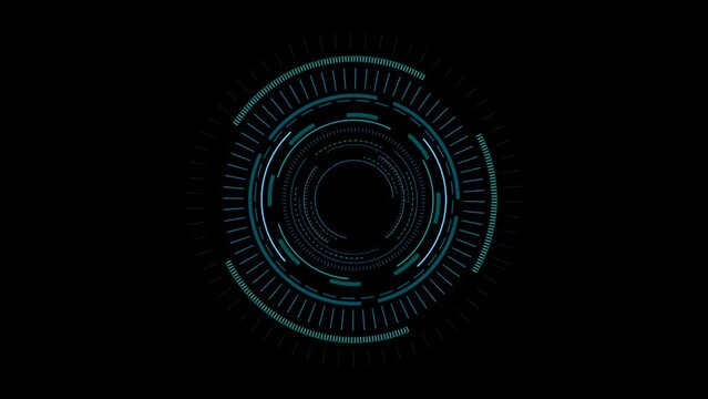 animation transparent circle spinning around hud holographic futuristic video. Format quick time alpha rgb, video codec animation.