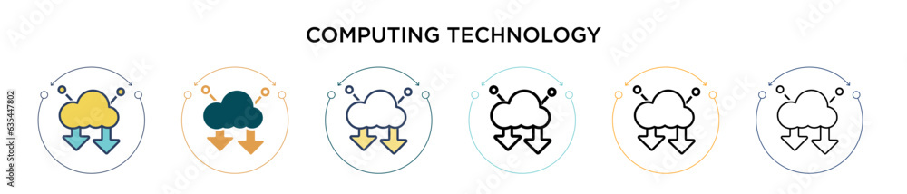 Aufkleber computing technology icon in filled, thin line, outline and stroke style. vector illustration of two