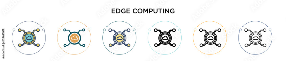 Poster edge computing icon in filled, thin line, outline and stroke style. vector illustration of two color