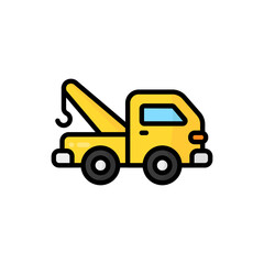 Fototapeta na wymiar Simple Crane Truck lineal color icon. The icon can be used for websites, print templates, presentation templates, illustrations, etc