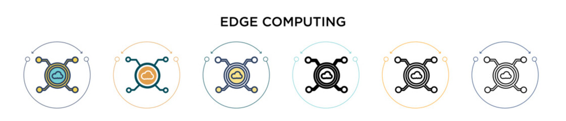 Edge computing icon in filled, thin line, outline and stroke style. Vector illustration of two colored and black edge computing vector icons designs can be used for mobile, ui, web