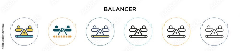 Poster balancer icon in filled, thin line, outline and stroke style. vector illustration of two colored and