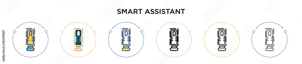 Poster smart assistant icon in filled, thin line, outline and stroke style. vector illustration of two colo