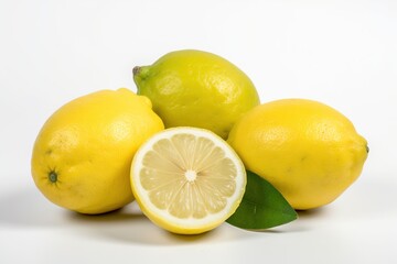 Obraz na płótnie Canvas Lemon and lime are isolated on white background. Lemons and limes close-up shot. 