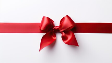 Red ribbon bow isolated on white background created with Generative AI technology