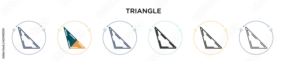 Poster triangle icon in filled, thin line, outline and stroke style. vector illustration of two colored and