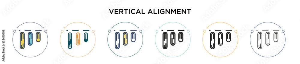 Poster vertical alignment icon in filled, thin line, outline and stroke style. vector illustration of two c