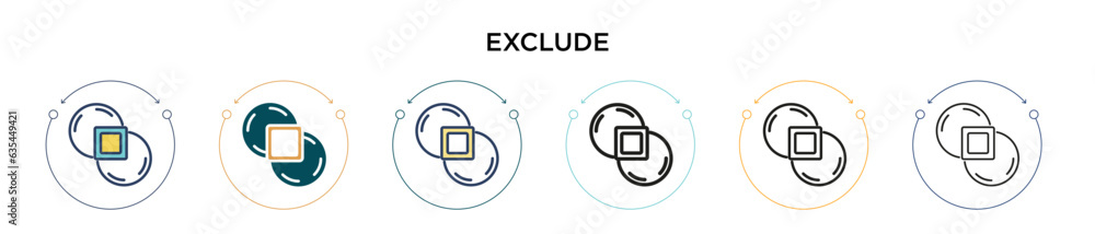 Poster exclude icon in filled, thin line, outline and stroke style. vector illustration of two colored and 
