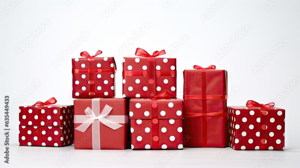 Poster gift box with ribbon isolated on background created with generative ai technology
