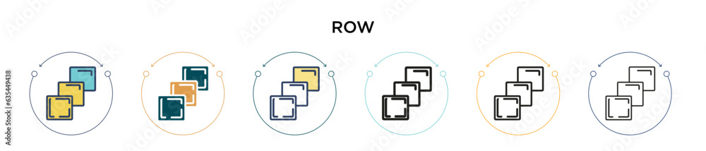 Poster row icon in filled, thin line, outline and stroke style. vector illustration of two colored and blac