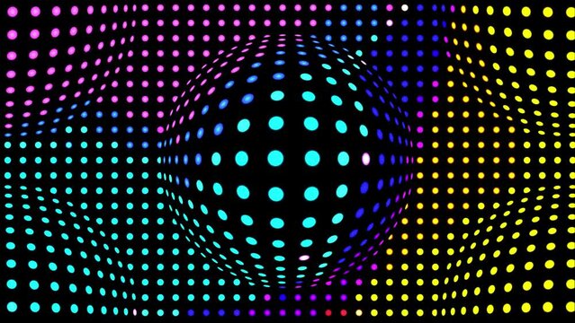abstract digital many small dots pattern big ball sphere. shiny bright wall with bulbs template