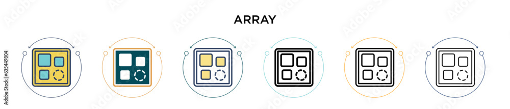 Poster array icon in filled, thin line, outline and stroke style. vector illustration of two colored and bl