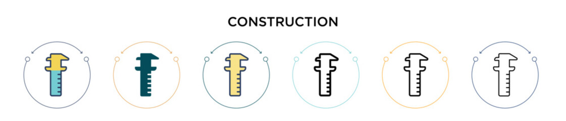 Construction icon in filled, thin line, outline and stroke style. Vector illustration of two colored and black construction vector icons designs can be used for mobile, ui, web © Digital Bazaar