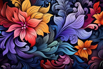 Fototapeta na wymiar Colorful Floral Pattern Background, Generative Ai