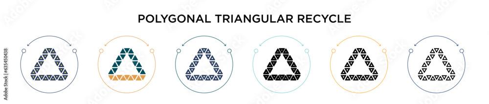 Poster polygonal triangular recycle symbol icon in filled, thin line, outline and stroke style. vector illu