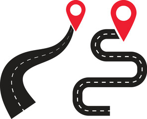 Road Destination, Location Icon Symbol.