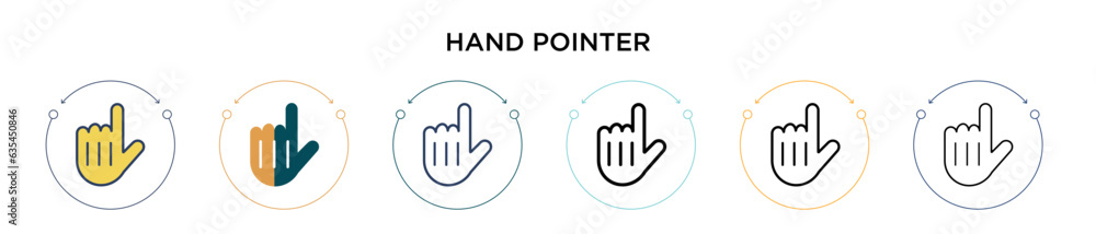 Poster hand pointer icon in filled, thin line, outline and stroke style. vector illustration of two colored