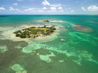 Boaters enjoying a sunny Summer day island hopping near Marathon in the Florida Keys