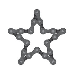 Vector star created from realistic bike chain. Isolated on white background.