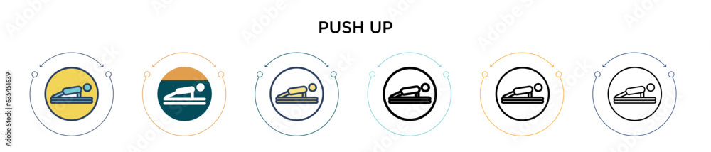 Poster push up icon in filled, thin line, outline and stroke style. vector illustration of two colored and 