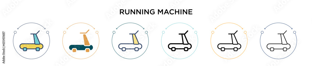 Poster running machine icon in filled, thin line, outline and stroke style. vector illustration of two colo