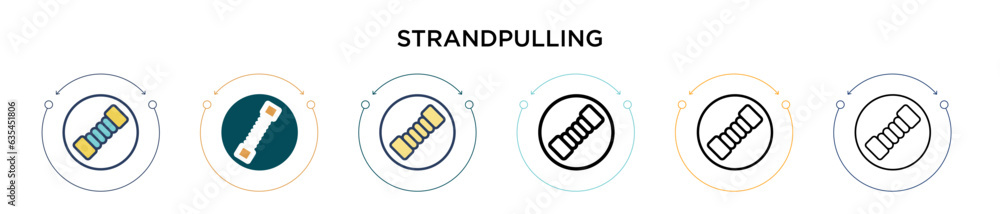 Poster strandpulling icon in filled, thin line, outline and stroke style. vector illustration of two colore