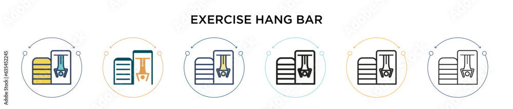 Poster exercise hang bar icon in filled, thin line, outline and stroke style. vector illustration of two co
