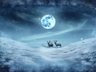 Obraz na płótnie Canvas holiday claus santa reindeer christmas gift winter december claus night sleigh. Generative AI.