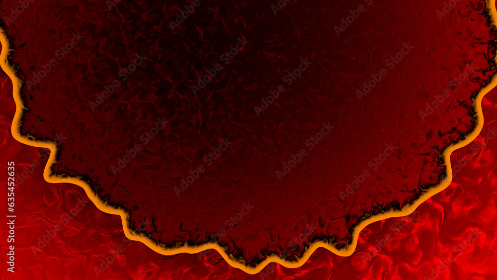 Poster burning red and orange organic forms lay - abstract 3d rendering