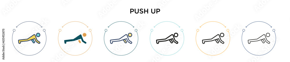 Poster push up icon in filled, thin line, outline and stroke style. vector illustration of two colored and 