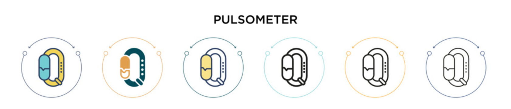 Pulsometer icon in filled, thin line, outline and stroke style. Vector illustration of two colored and black pulsometer vector icons designs can be used for mobile, ui, web