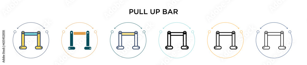 Poster pull up bar icon in filled, thin line, outline and stroke style. vector illustration of two colored 