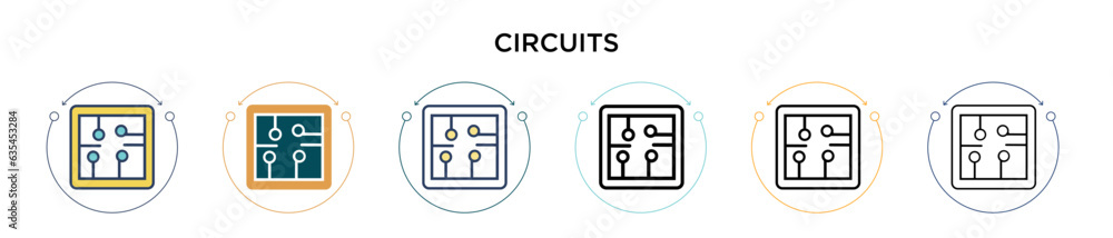 Poster circuits icon in filled, thin line, outline and stroke style. vector illustration of two colored and