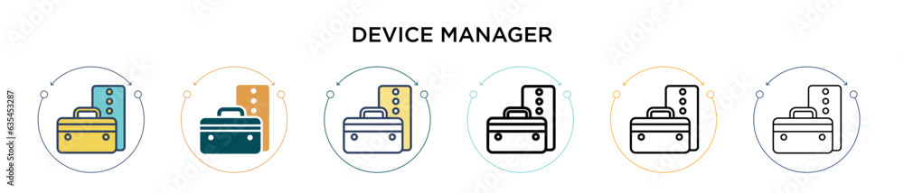 Poster device manager icon in filled, thin line, outline and stroke style. vector illustration of two color