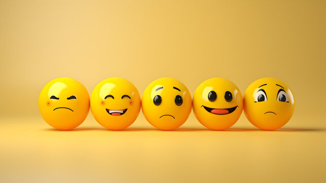 5 &eacute;motic&ocirc;nes, diff&eacute;rentes expressions, pour symboliser les avis clients