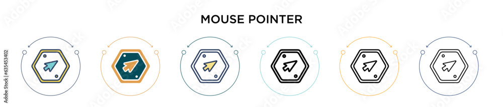 Poster mouse pointer icon in filled, thin line, outline and stroke style. vector illustration of two colore