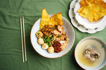 Pork Noodles and Fried Wontons