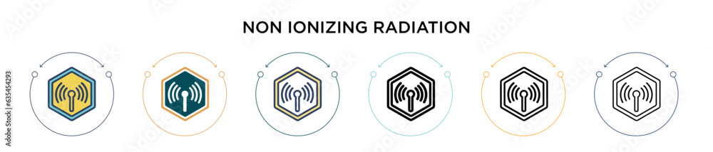 Poster non ionizing radiation icon in filled, thin line, outline and stroke style. vector illustration of t