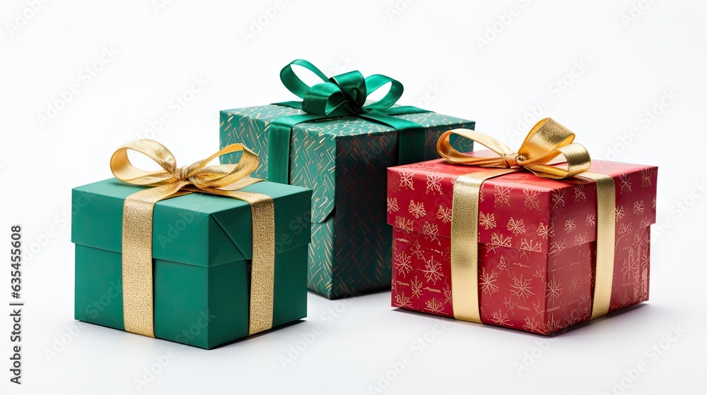 Poster gift box with ribbon isolated on background created with generative ai technology