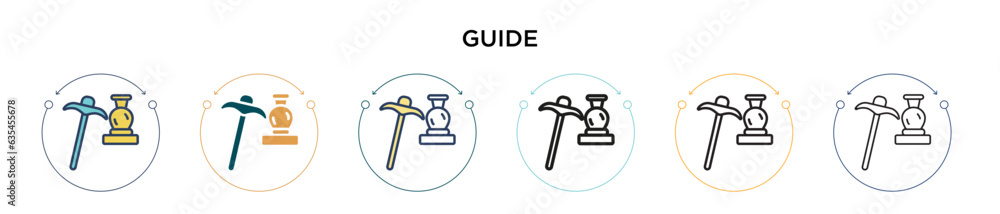 Poster guide icon in filled, thin line, outline and stroke style. vector illustration of two colored and bl