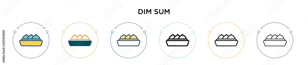 Poster dim sum icon in filled, thin line, outline and stroke style. vector illustration of two colored and 